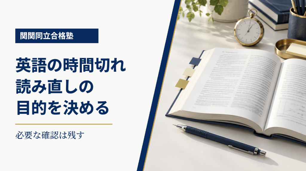 関関同立英語の時間切れ対策。読み直しの目的を決め、必要な確認は残す。