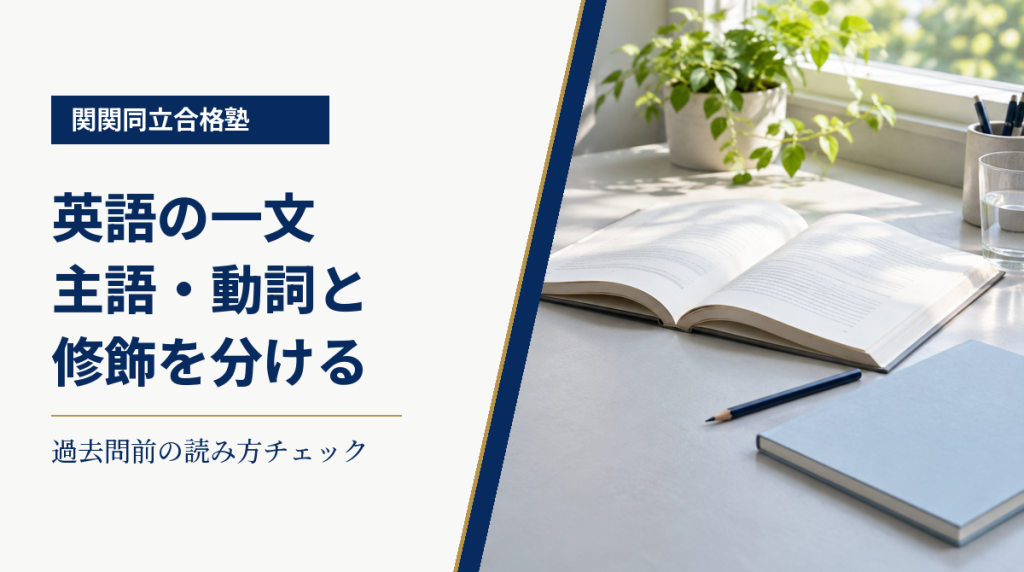 関関同立英語の一文を、主語・動詞と修飾に分けて確認する。
