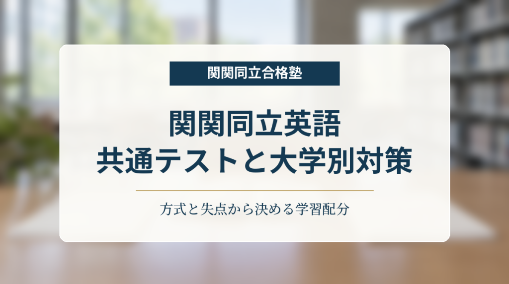 関関同立英語の共通テストと大学別対策の学習配分を示す記事アイキャッチ