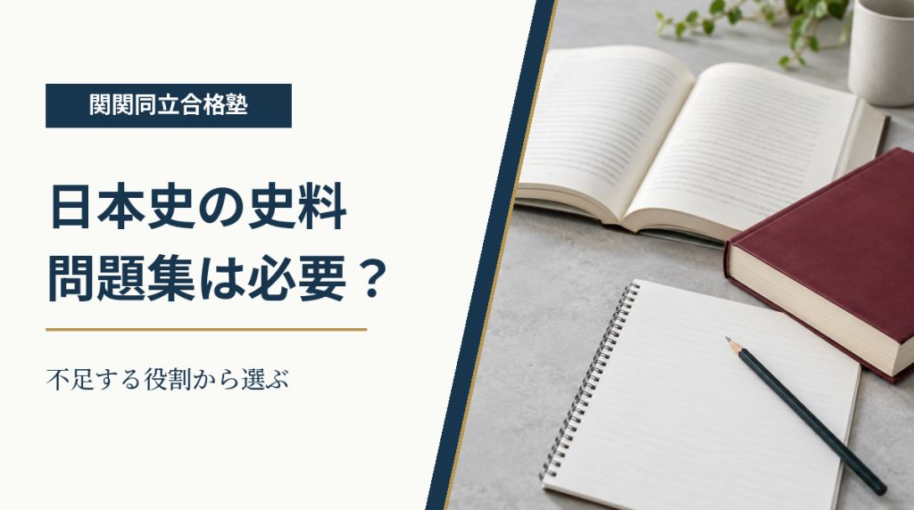 関関同立合格塾の日本史史料問題集の選び方。学習机の本とノートに、問題集は必要かを考える見出し