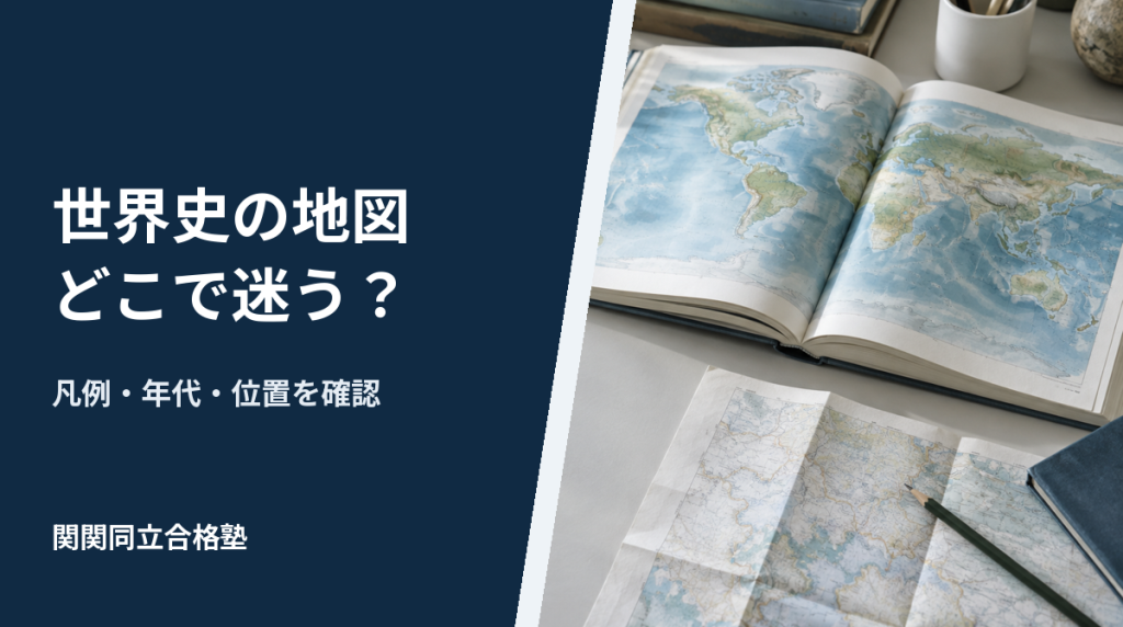 世界史の地図、どこで迷う？ 凡例・年代・位置を確認。関関同立合格塾